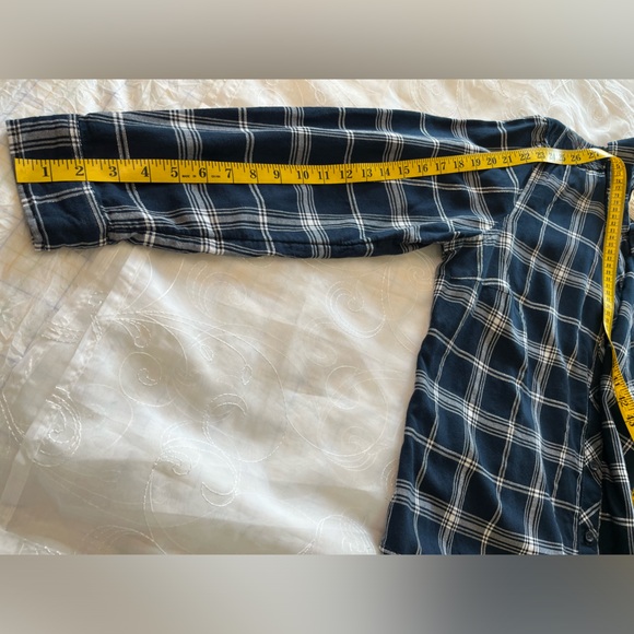 Faded Glory Womens XXL Blue/White Long Sleeve Plaid Shirt - Picture 9 of 15